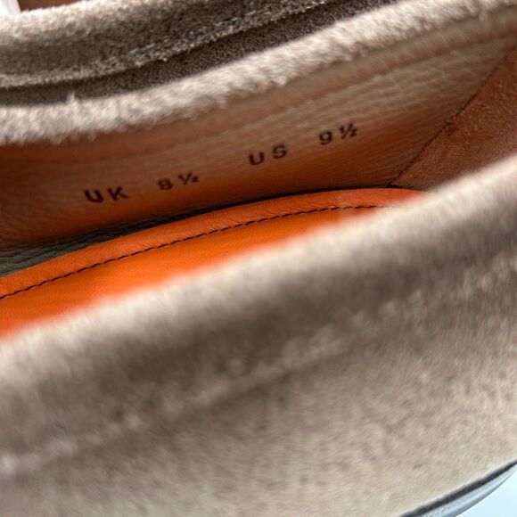 Men’s Santoni Carlos suede Penny loafer size 9.5 made in Italy cobbler soles - Picture 7 of 9